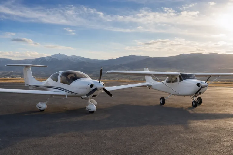 Single-engine training aircraft on the ramp