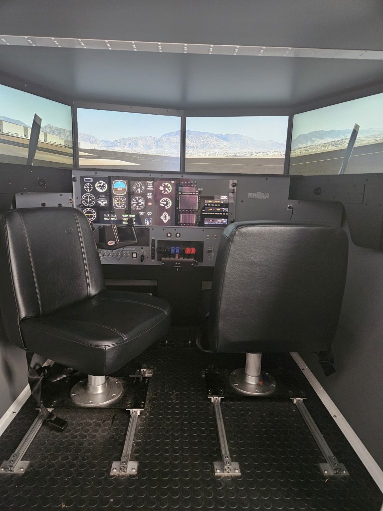Axiom Aviation flight simulator cockpit – Private Pilot Written Exam