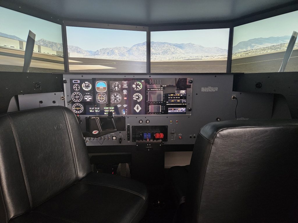 Axiom Aviation flight simulator cockpit – Private Pilot Knowledge Test