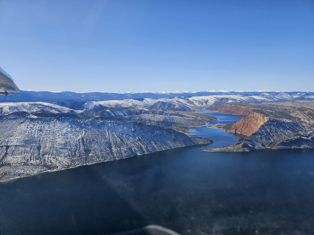 Aerial view of a lake during an Axiom Aviation training flight – Cross Country Flight Planning