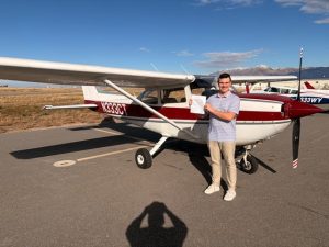 Axiom Aviation student pilot with a Cessna after a successful checkride – Night Rating Requirements