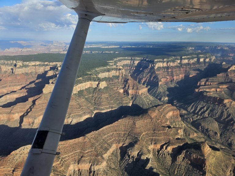 Aerial view of the Grand Canyon on an Axiom Aviation cross-country flight – VFR vs IFR